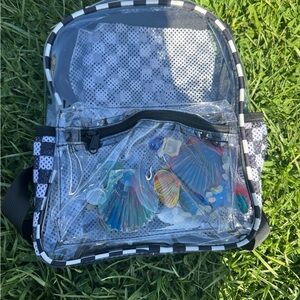 Kids Clear Checkerboard Lunch Backpack with Multicolor Shell Charm